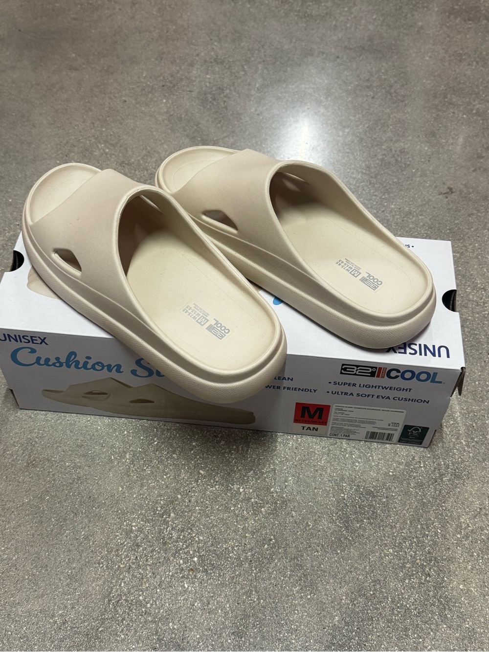 32 Degrees Cool Cushioned Slide Sandals Tan Women's Size M/ 7.5-8.5